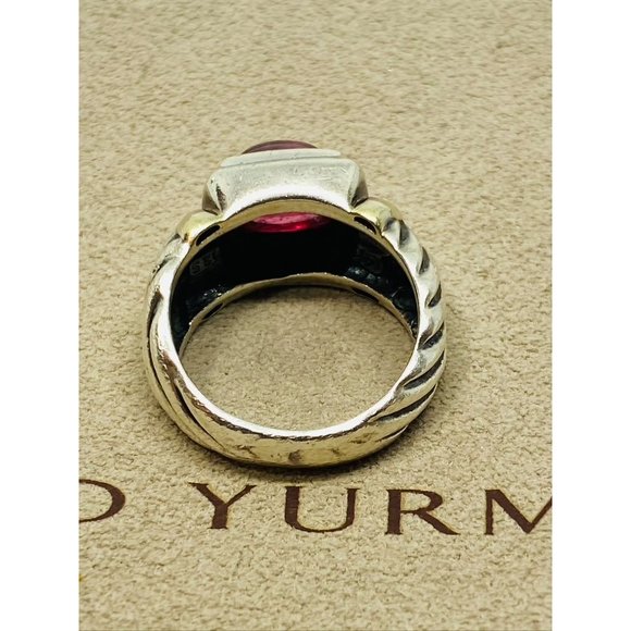 David Yurman Sterling Silver 925 14k 585  Gold & Pink Tourmaline Ring - Picture 7 of 8